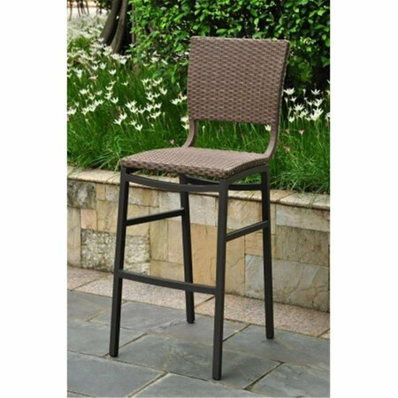 INTERNATIONAL CARAVAN Bardelona Resin Wicker-Aluminum Bar Bistro Chair - Light Brown, 2PK 4215-2CH-ABN